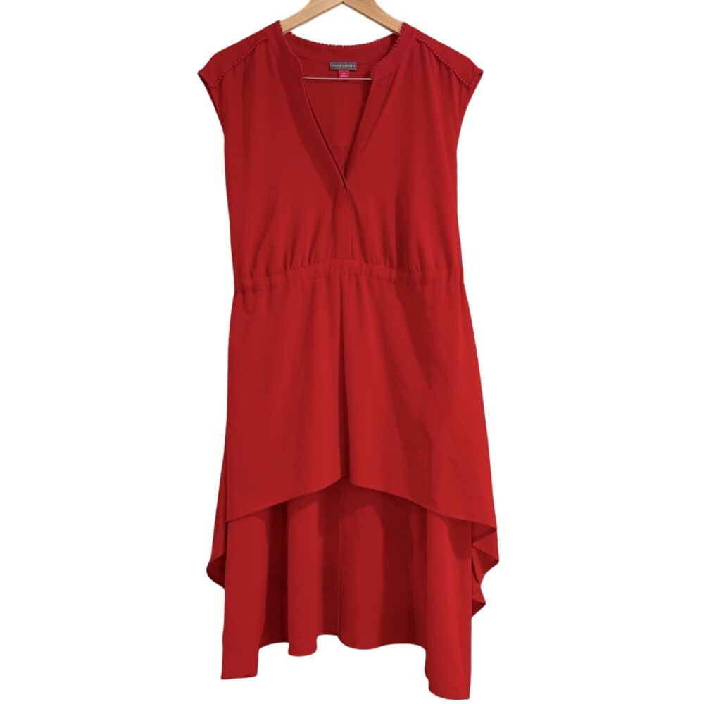 Vince Camuto Red Hi-Low Dress Sleeveless V-Neck Casual Party‎ 2X Romantic Glam
